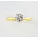 Single stone diamond ring, round brilliant cut diamond estimated weight 0.91 carats, mounted in 18