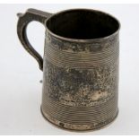 Silver mug of railway interest engraved with a later presentation inscription .. Being the day the