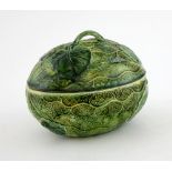 Creamware melon tureen and cover, 1760-1770 decorated in a green Whieldon type glaze, Ex-Zorensky