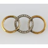 Diamond set hoop brooch, with central hoop set with twenty eight old cut diamonds, estimated total