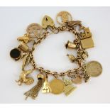 Vintage gold charm bracelet, belcher link bracelet, in 9 ct hallmarked Birmingham 1960, with heart