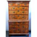 19th century mahogany chest on chest topped with three drawers, and three long drawers, base with