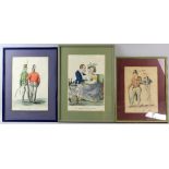 A collection of early 19th century French anti English Caricatures, hand coloured engravings, (6).