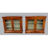 Pair of 19th Century walnut marquetry inlaid pier cabinets with gilt metal mounts, glazed doors,