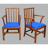 Edward Barnsley (1900-1987), Cotswold School - A set of eight oak open rail back dining chairs on