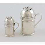 Victorian silver miniature pepperette in the form of a flour castor, by Saunders & Shepherd,