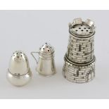 Edward VII silver miniature pepperette in the form of a flour sifter, by Gourdel Vales & Co.,