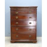 Early 20th century Mahogany chest, brushing slide and five drawers, 83cm x 60cm