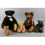 Five limited edition Steiff bears including numbers 0190/17, 663185, 670367, 0180/50 and 406065. (