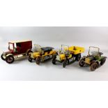 JBN Pressed Steel Car, 27cm, another 31cm, open truck 37cm and box truck 31cm