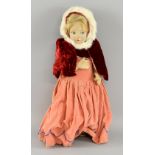 A felt doll in pink dress, 40cm