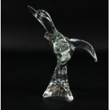 Italian Murano clear glass figure of a bird by Linco Zanetti with an integral fluted triform base,