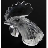 Lalique ‘Tête de Coq’ (Cocks Head), clear and frosted glass mascot No. 1137, introduced on 3.2.1928,