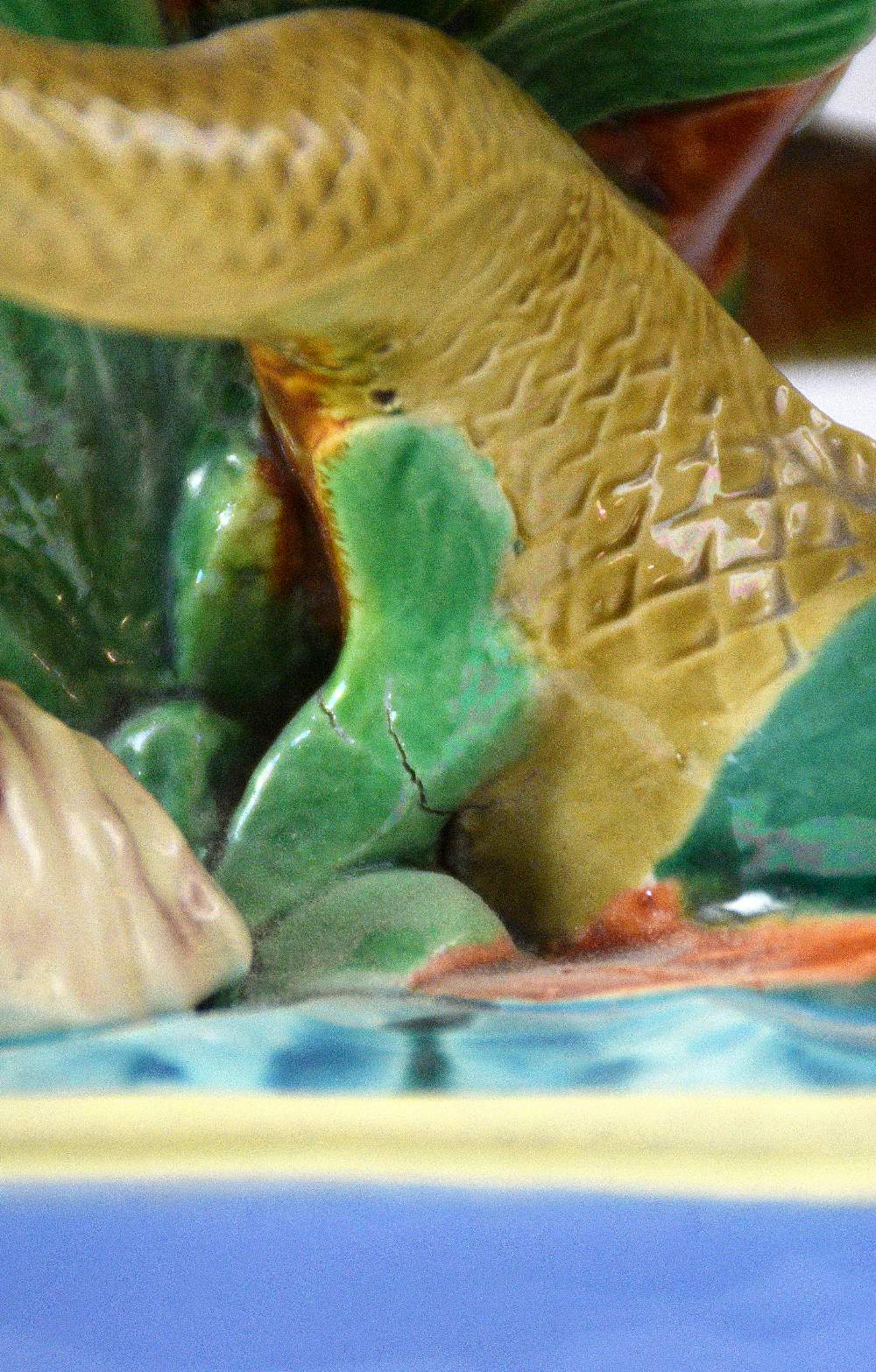 Royal Worcester majolica centrepiece bowl, modelled as shells supported by dolphins, circa 1860, - Image 8 of 8