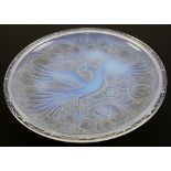 A Pierre D'Avesn 1930’s opalescent glass phoenix charger, impressed mark 189, D AVESN FRANCE to