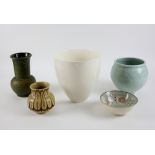 Studio pottery including a David Walters (South African b.1950) celadon glazed bulbous vase with