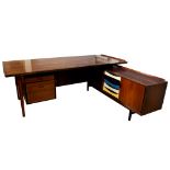 Arne Vodder (Danish, 1926 - 2009) for Sibast, circa 1960 desk with sideboard, rosewood with black