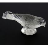 R Lalique glass goldfinch, chardonneret timide, model number 1209, clear and frosted glass on