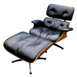 Charles & Ray Eames for Herman Miller, model 670 lounge chair and matching 671 ottoman, bent-ply