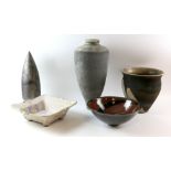 Studio pottery including an Andrew Walford (South African b.1942) brown and black glazed bowl, a