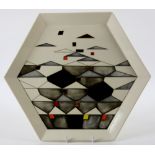 A large Moorcroft Pottery Designconsort ‘Town’ pattern hexagonal charger, impressed factory marks to