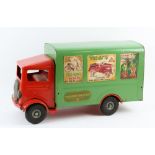 Tri-ang pressed steel 200 Series Transport Van No 200, painted red and green, paper advertisements