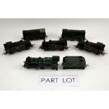 Tri-ang R.350 4-4-0 green with tender, R.150 4-6-0 Black with tender, D3035 Dock Shunter, Hornby