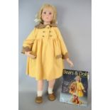 Hildegard Gunzel - doll, as a little girl, fixed blue eyes, real hair blond wig 74cmThis lot being