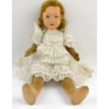 1920/30's Felt doll in lace dress, 42cm .
