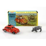 Corgi Toys 256 Volkswagen 1200, in East African trim with rhino, original box with insert..