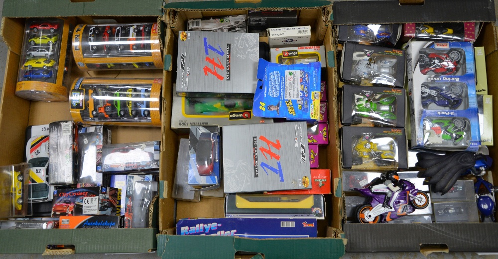 A quantity of boxed diecast models, mostly motorbikes and racing cars, including Burago and Super - Image 2 of 2