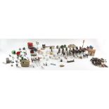 Collection of hollow cast lead farm yard figures, agricultural machines, animals, buildings etc..