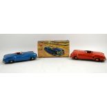 A JNF tinplate clockwork Condor convertible in blue and another in red, accompanied with a single