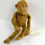 Vintage Steiff type toy monkey 24cm together with a teddy bear, 26cm.