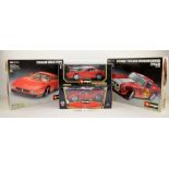 Sixteen diecast Model Ferrari cars, all red, 1/18 scale, includes Burago, Hotwheels, Maoorette,