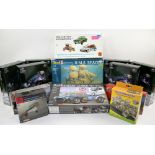 A quantity of motoring and military construction kits including Airfix, Maisto Benelli 1130 and