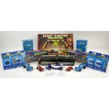 A quantity of Scalextric race cars and boxed accessories including Refuel C8302, Start Light