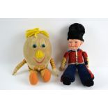 Three Merrythought toys to include Humpty Dumpty, a farmer bear and a bunny, together with a