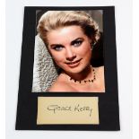 Grace Kelly (1929-1982) Autograph card mounted with still, 8 x 12 inches