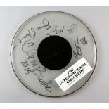 The International Swingers - Drumskin signed by Clem Burke, Glen Matlock, James Stevenson and Gary