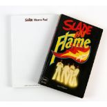 Slade - ‘Slade In Flame’ paperback book signed by all on inside page & a Slade Fan Club memo pad.