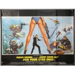 James Bond For Your Eyes Only (1981) British Quad film poster, starring Roger Moore, Design by