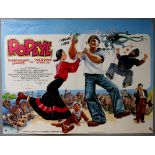 Popeye (1980) British Quad film poster, starring Robin Williams, Walt Disney, single fold, 30 x 40