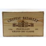 6 magnums of Chateau Batailley Paulillac, 2005 vintage red wine, sealed in original wooden case (6).