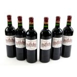 6 bottles of Cos D'Estounel, 2002 vintage red wine, sealed in original wooden case (6). Previously