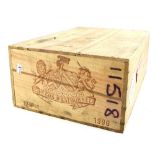 12 bottles of Chateau Cos d'Estournel, 1996 vintage red wine, in sealed wooden case (12)