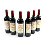 6 bottles of Chateau Belair Saint Emilion, 2000 vintage red wine, sealed in original wooden case (