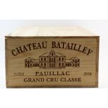12 bottles of Chateau Batailley Pauillac, 2009 vintage red wine, sealed in original wooden case (