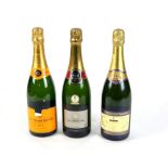 Three bottles of Champagne to include Veuve Cliequot Ponsardin Brut, Premier Cru Brut and Demi-