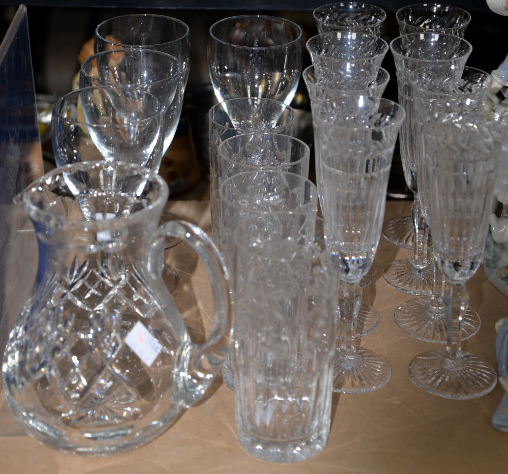 Four William Yeoward glasses, eight Stuart champagne glasses, four wine glasses and a cut glass - Image 2 of 2